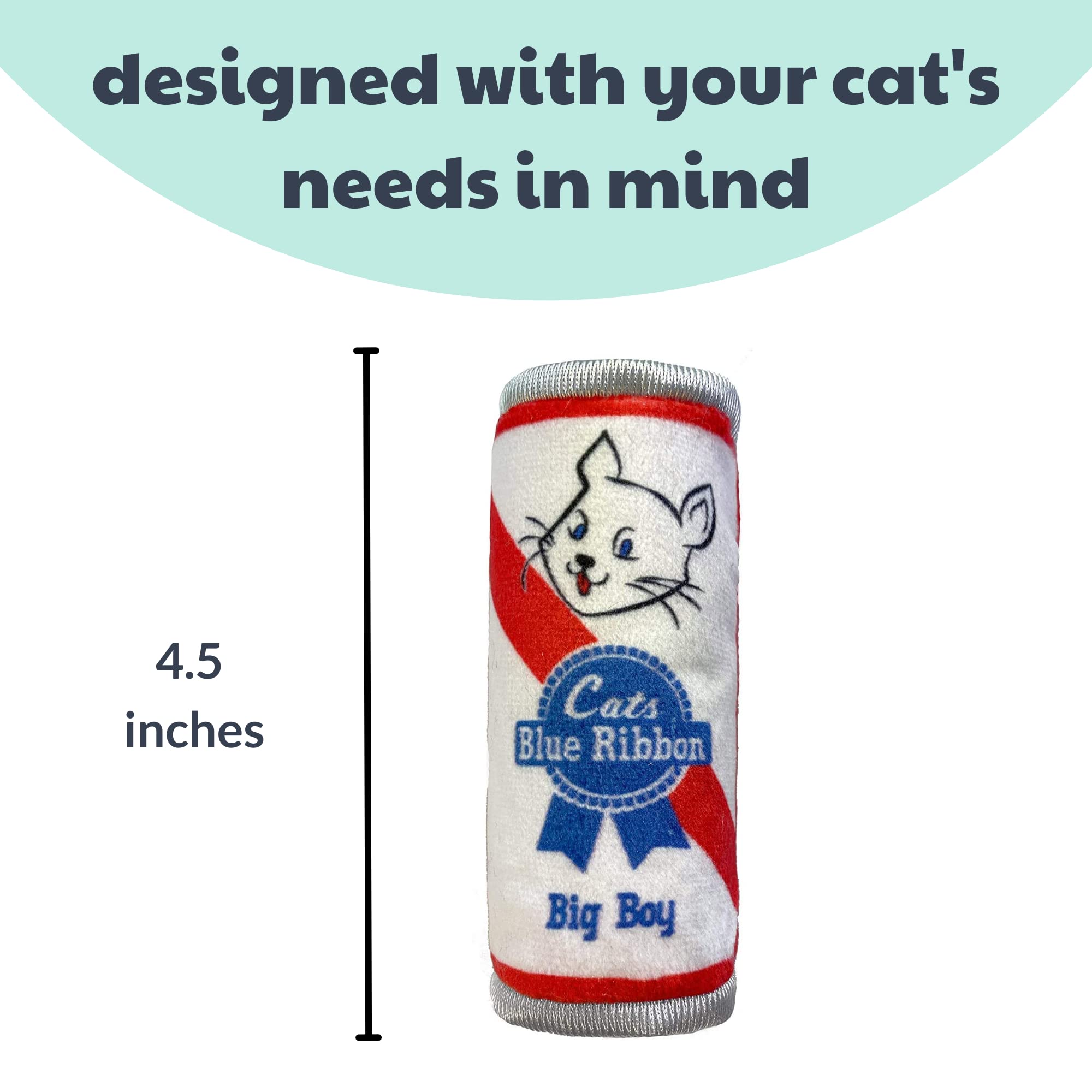 Huxley & Kent Plush Cat Toy - Cats Blue Ribbon - Nappy Hour Strong Catnip Filled - Plush Interactive Kitten And Cat Toy With Cat